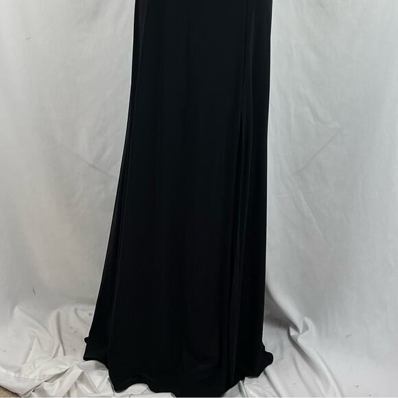 Morgan & Co Black Sheer Cutouts Feminine Party Event Occasion Maxi Dress Size 7 - Picture 4 of 15